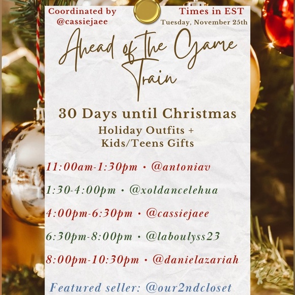 11/25 SHOW W/ CASSIEJAEE ๐ฆ AOTG TRAIN SHARE SHOW ๐๐งฃ๐๐ HOLIDAY FITS & KIDS GIFTS! - Picture 1 of 7